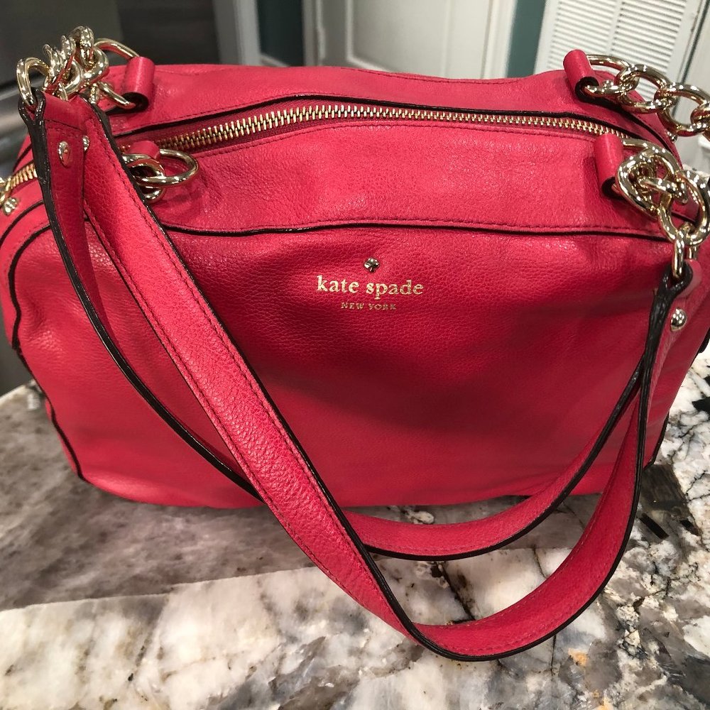 Pre-owned Kate Spade Handbag Magenta/Pink Pebbled Leather